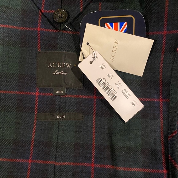 J Crew Ludlow Sportcoat 36R Slim Blue Green Plaid - Picture 4 of 8
